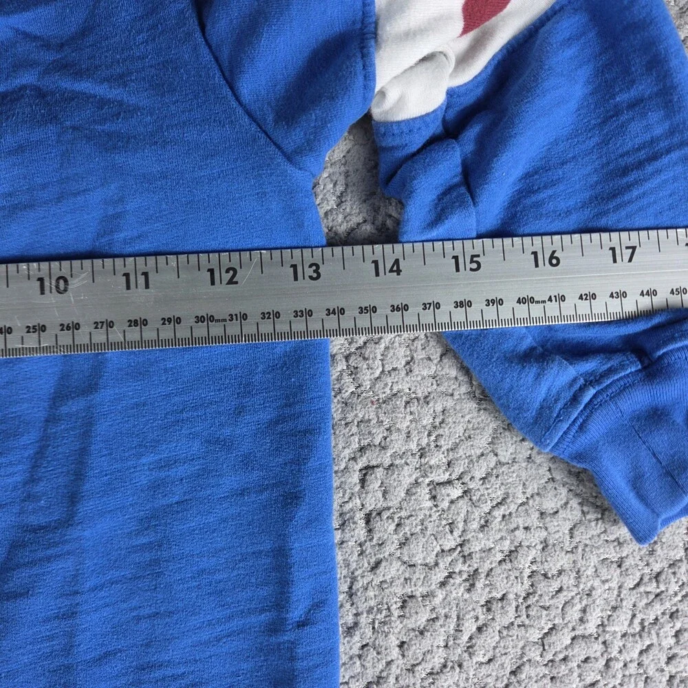 Carter’s Kid Boy Size 3T Pullover Sweatshirt Blue Striped Sleeves Maroon White